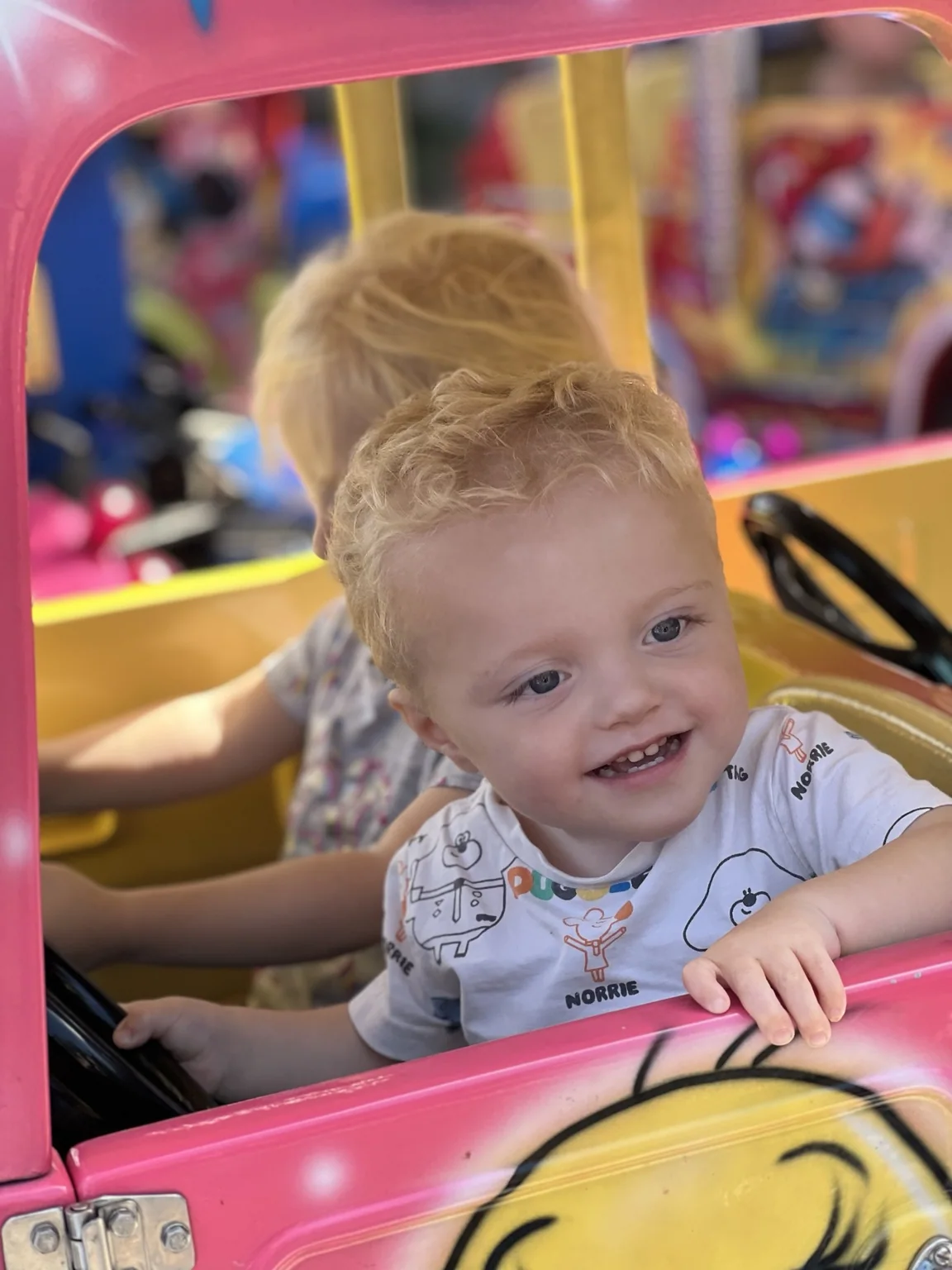 Harry on a fairground ride