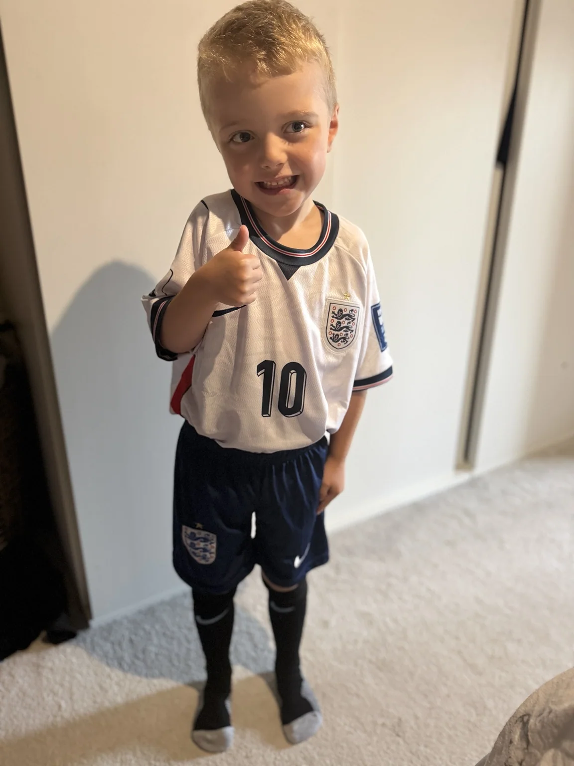 Harry in his England football kit